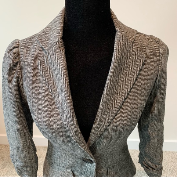 Black and Gray Tweed Cropped Blazer - Picture 5 of 5